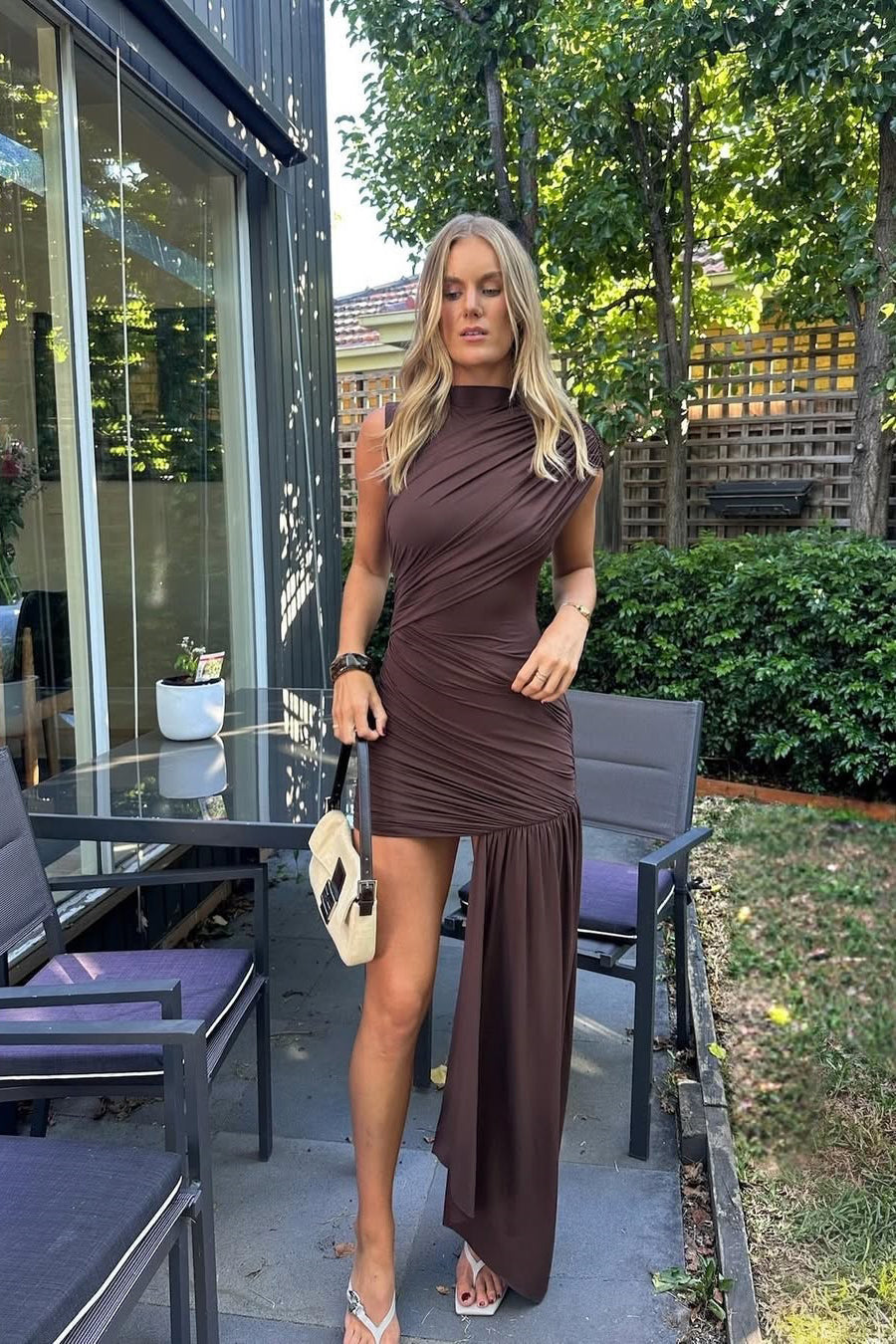 Freya | Women's Ruched Asymmetric Wrap Mini Dress