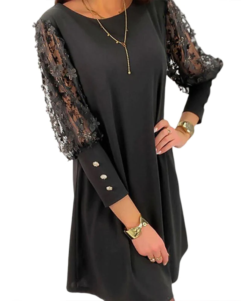 Liora | Women's Lace Sheer Sleeve Mini Dress