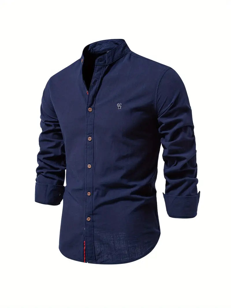 Ethan | Men's Mandarin Collar Button Front Shirt