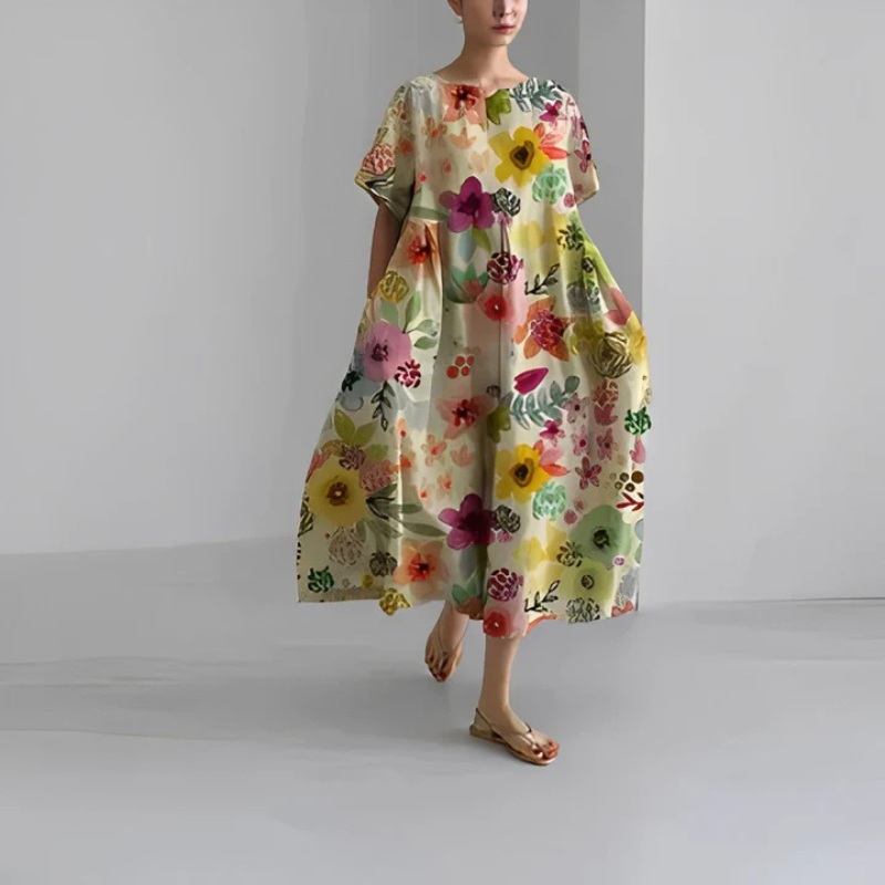 Mirelle | Women's Loose Fit Floral Boho Midi Dress