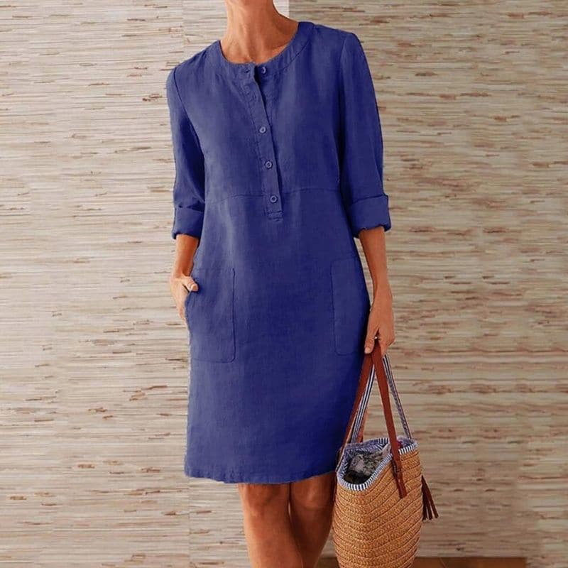 Elise | Women's Button Front Pocket Shift Dress