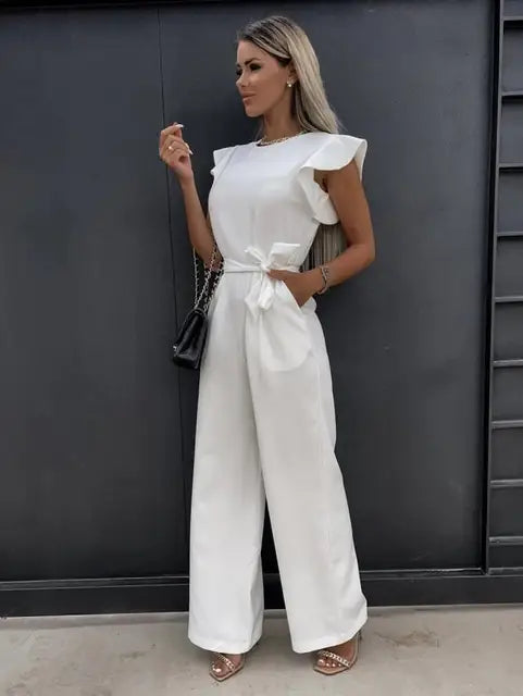 Zinnia | Women's Wide-Leg Ruffle Jumpsuit