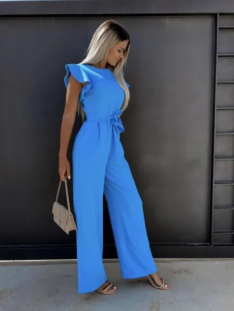 Zinnia | Women's Wide-Leg Ruffle Jumpsuit