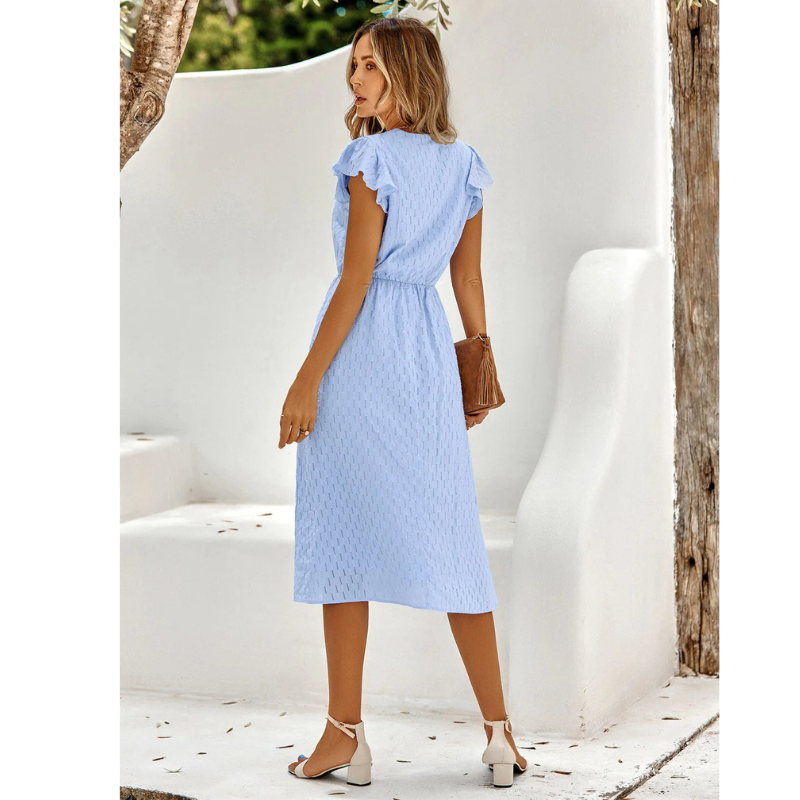 Lily | Women's Short Sleeve Ruffle Detail Midi Dress