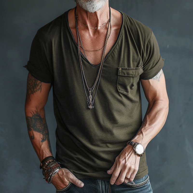 Kairo | Men's V-Neck Pocket Detail Casual T-Shirt