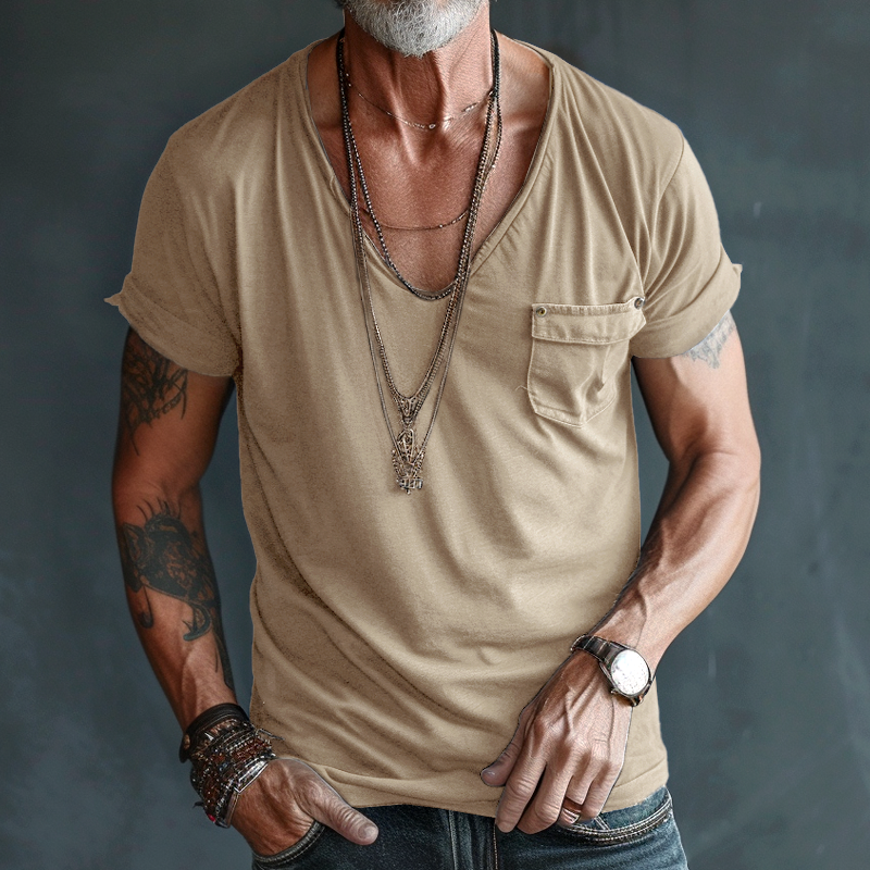 Kairo | Men's V-Neck Pocket Detail Casual T-Shirt