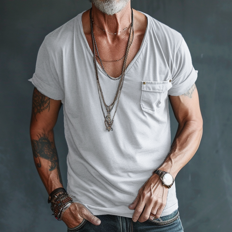 Kairo | Men's V-Neck Pocket Detail Casual T-Shirt