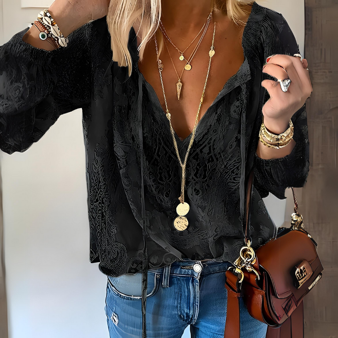 Mila | Women's Lightweight V-Neck Long Sleeve Blouse