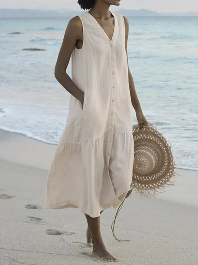 Naya | Women's Button Front V-Neck Dress