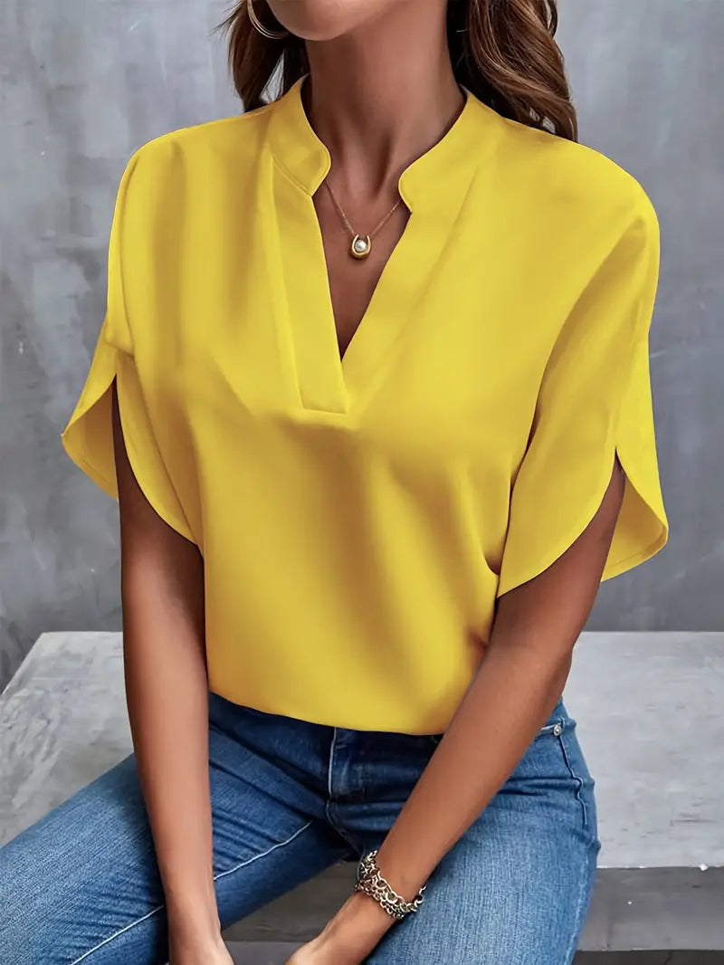 Elira | Women's V-Neck Split Sleeve Flow Blouse