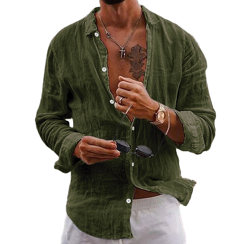 Thiago | Men's Linen Button Front Casual Shirt