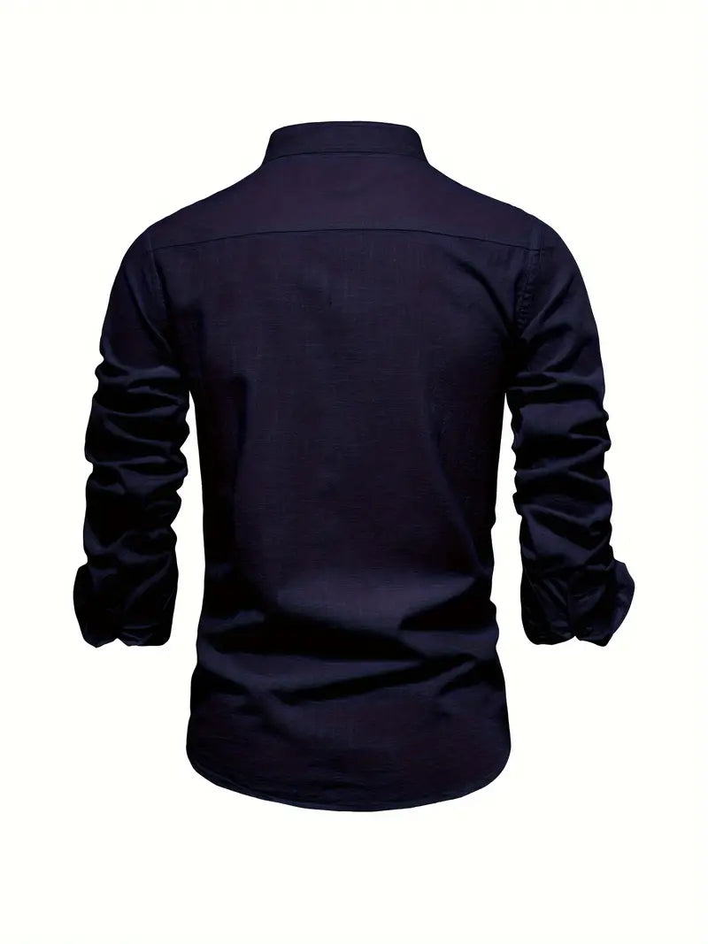 Ethan | Men's Mandarin Collar Button Front Shirt