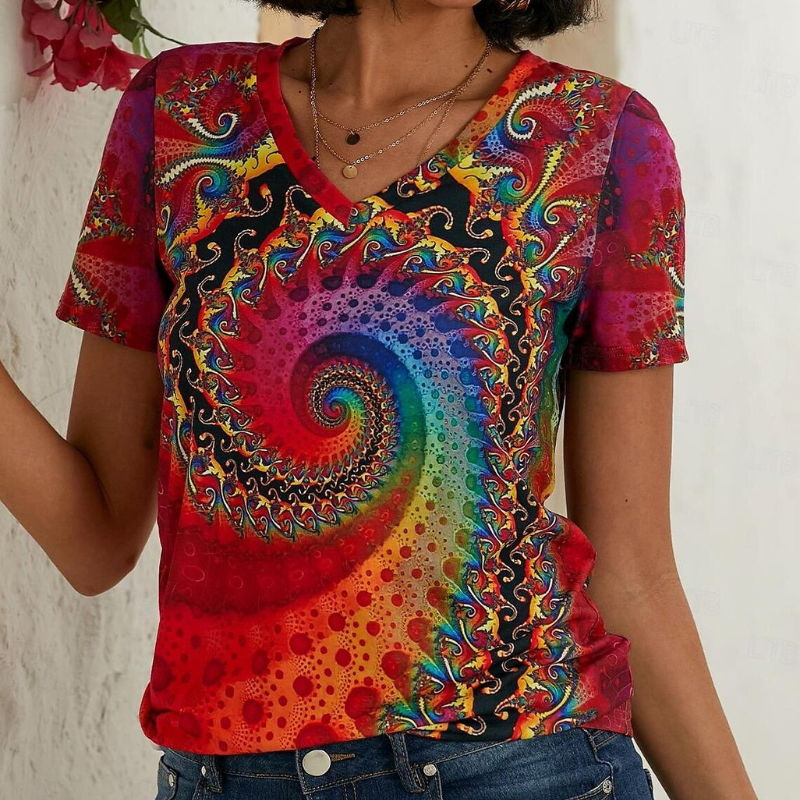 Aria | Women's Bright V-Neck Short Sleeve Top