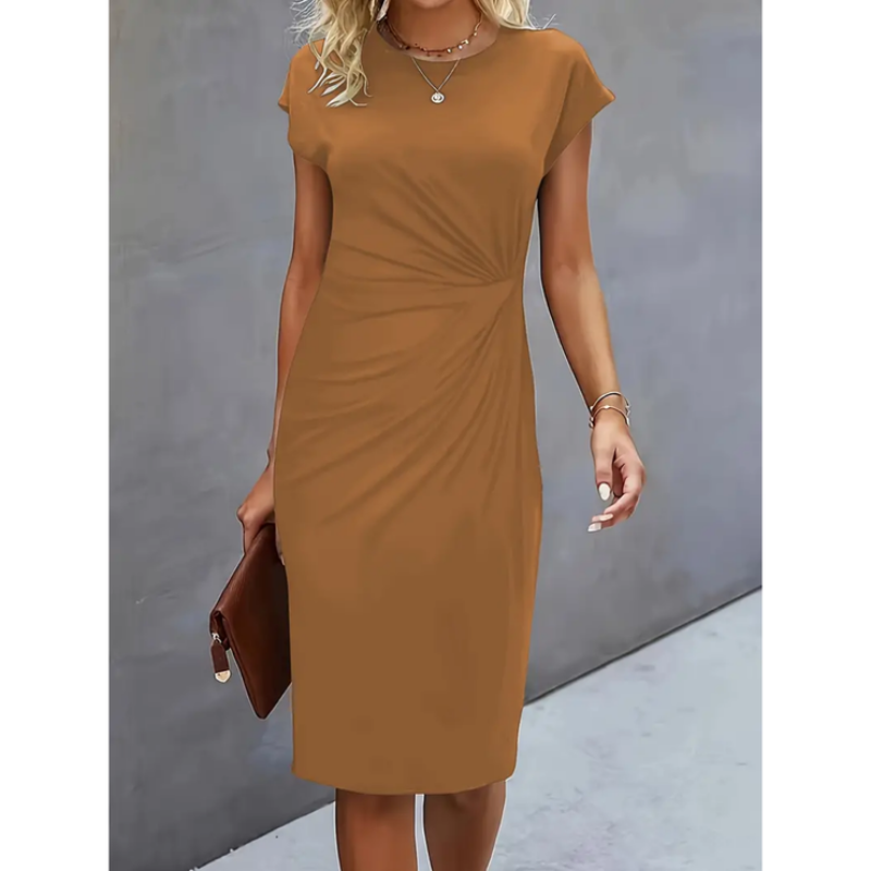 Amelia | Women's Ruched Waist Fitted Midi Dress