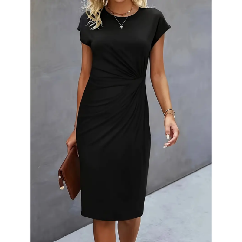 Amelia | Women's Ruched Waist Fitted Midi Dress