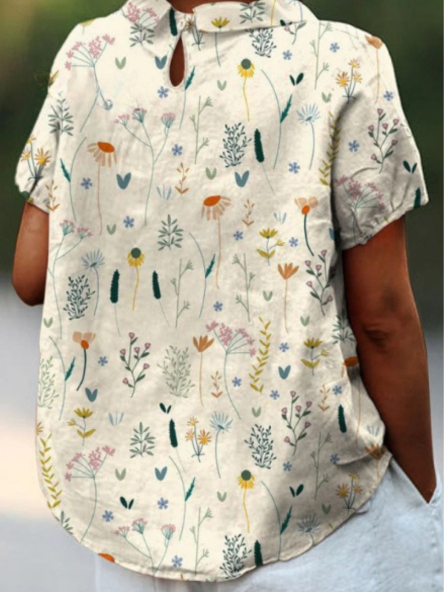 Elina | Women's Floral Print Short Sleeve Casual Blouse