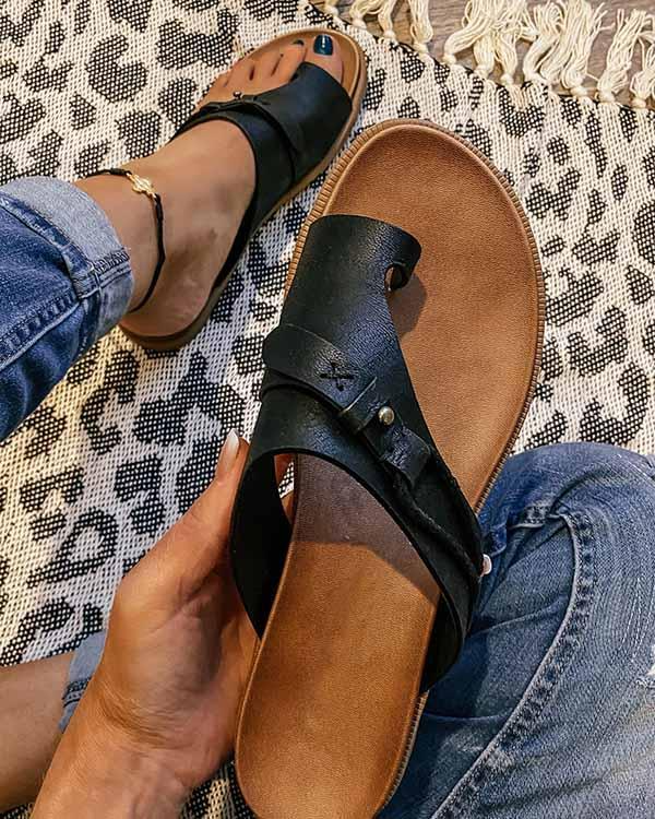 Sienna | Women's Braided Toe Ring Slide Sandals