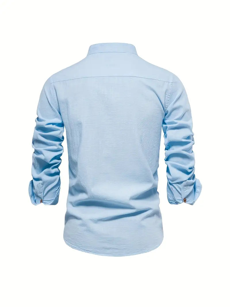 Ethan | Men's Mandarin Collar Button Front Shirt