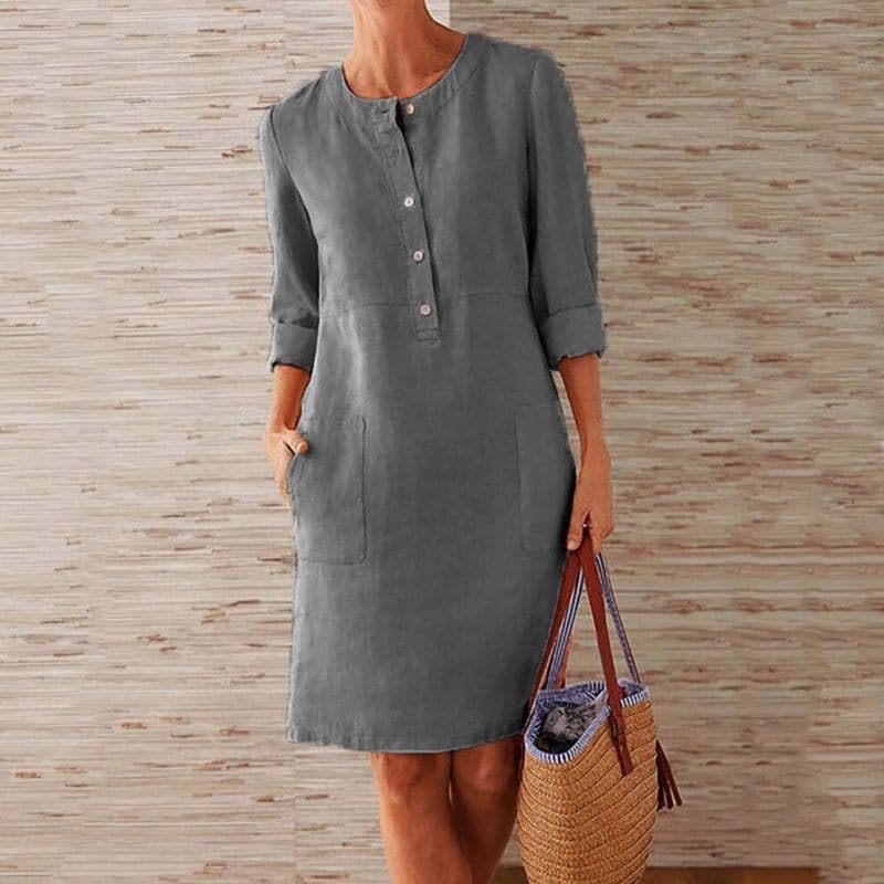 Brynn | Women's Button Front Shift Mini Dress