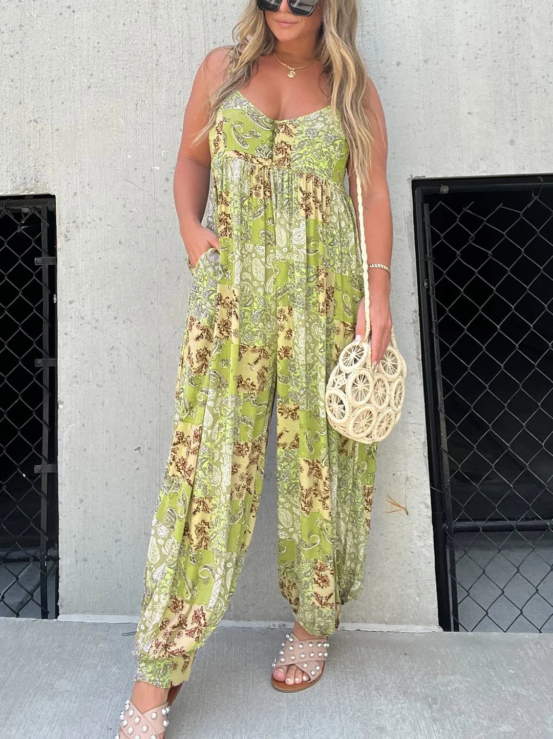 Luna | Women's Boho Print Relaxed Fit Beach Jumpsuit