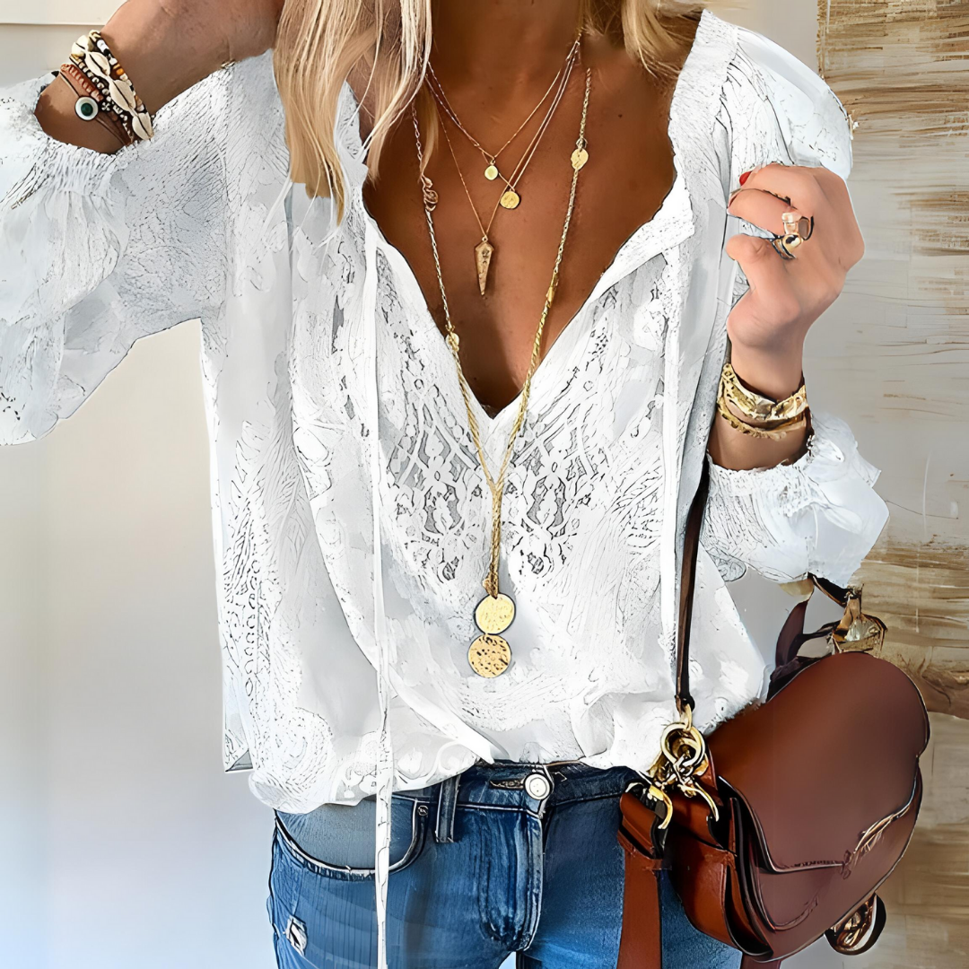Mila | Women's Lightweight V-Neck Long Sleeve Blouse