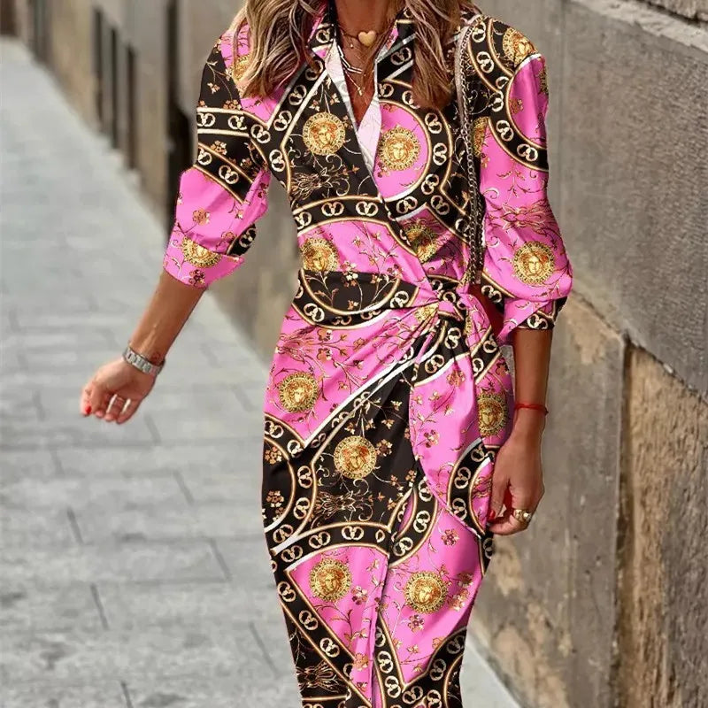 Talia | Women's Wrap Style V-Neck Shirt Dress
