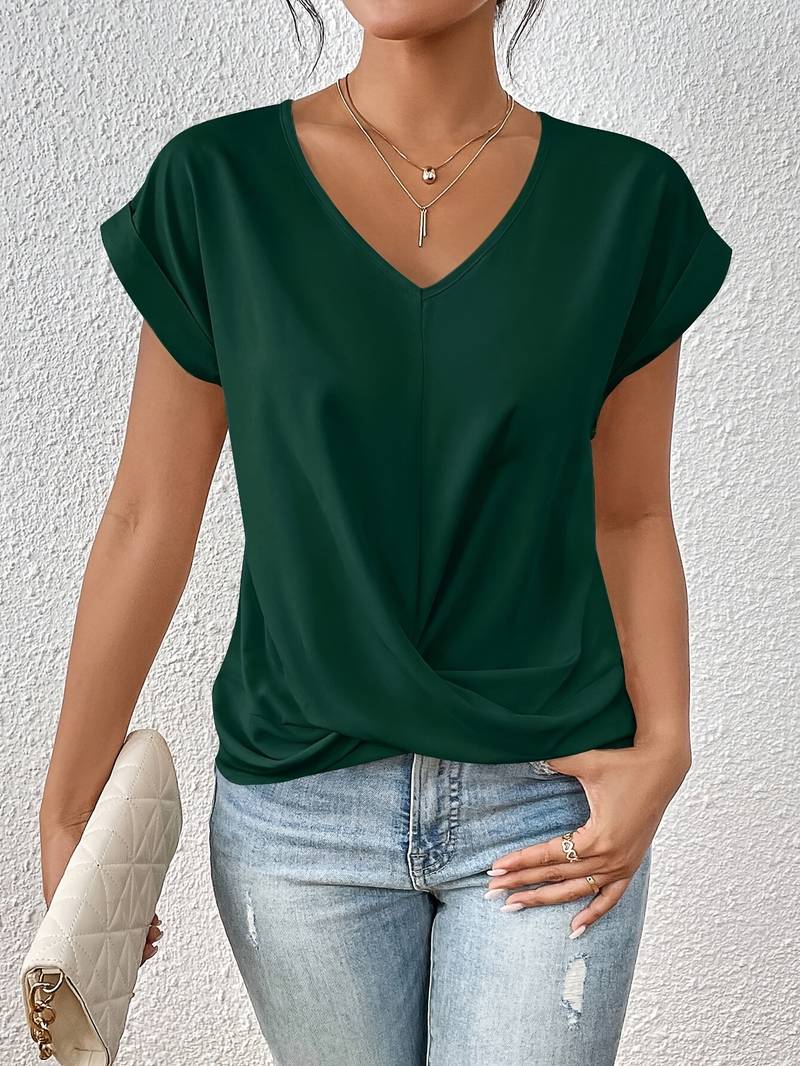 Iris | Women's V-Neck Relaxed Short Sleeve Summer Top