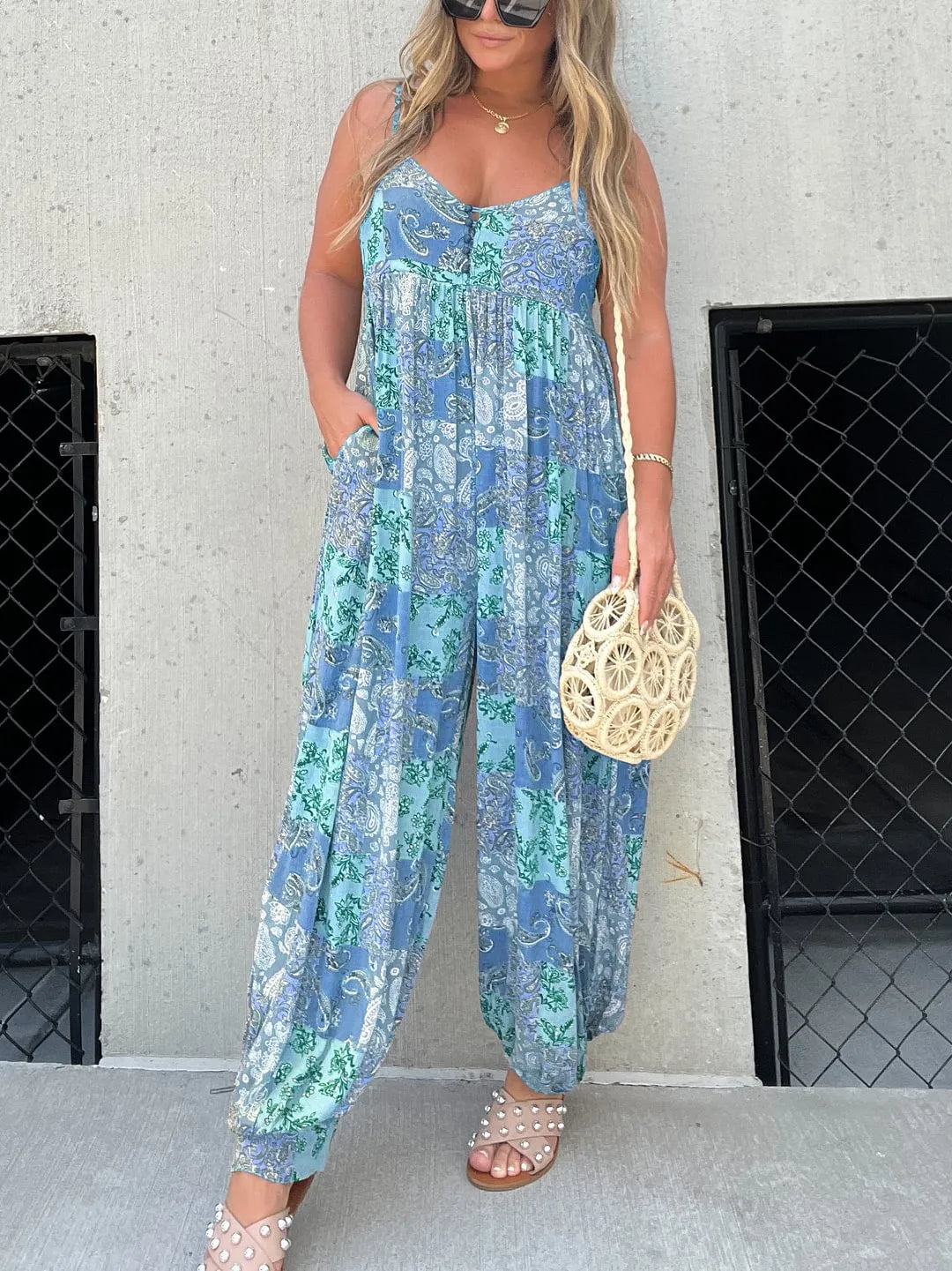 Luna | Women's Boho Print Relaxed Fit Beach Jumpsuit