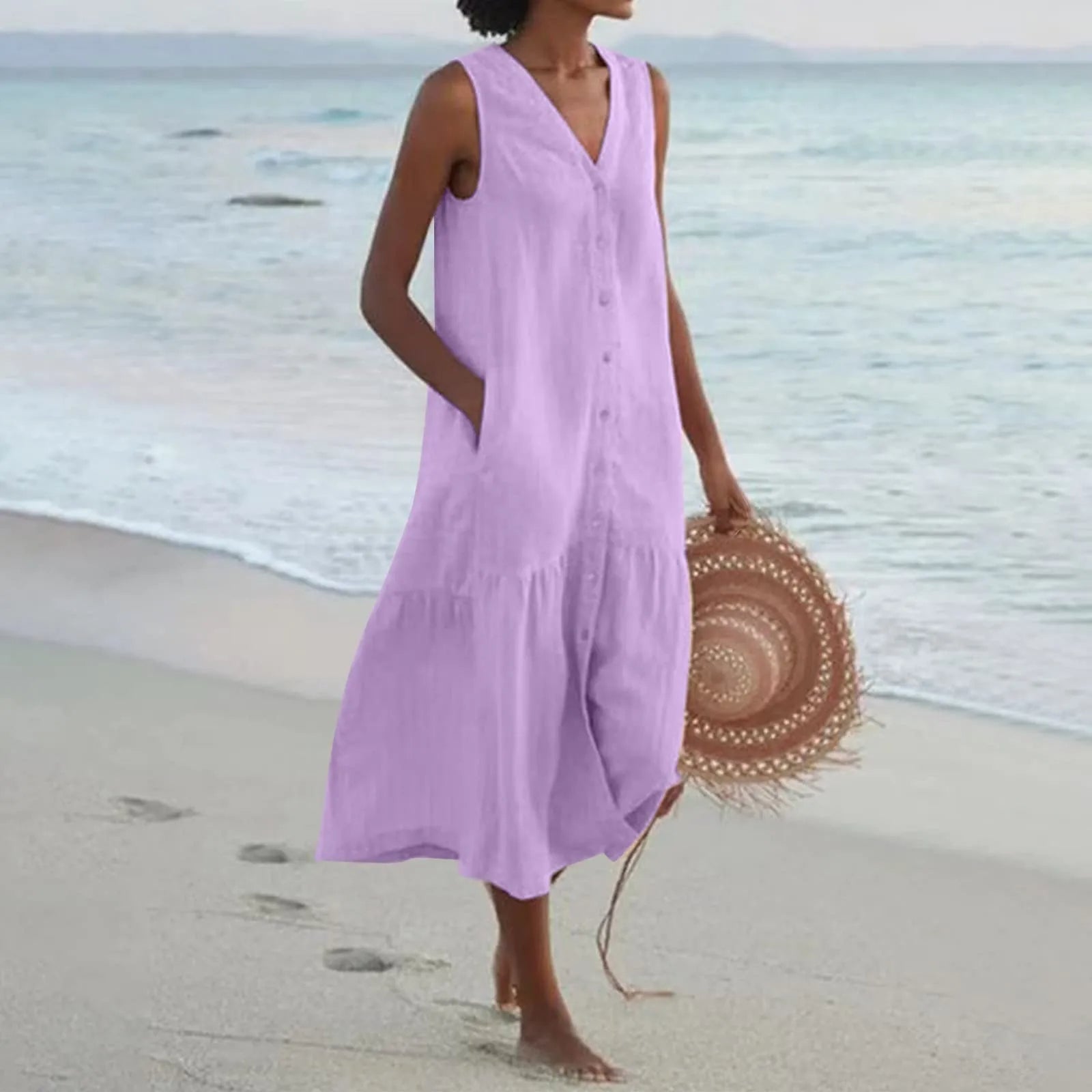 Naya | Women's Button Front V-Neck Dress