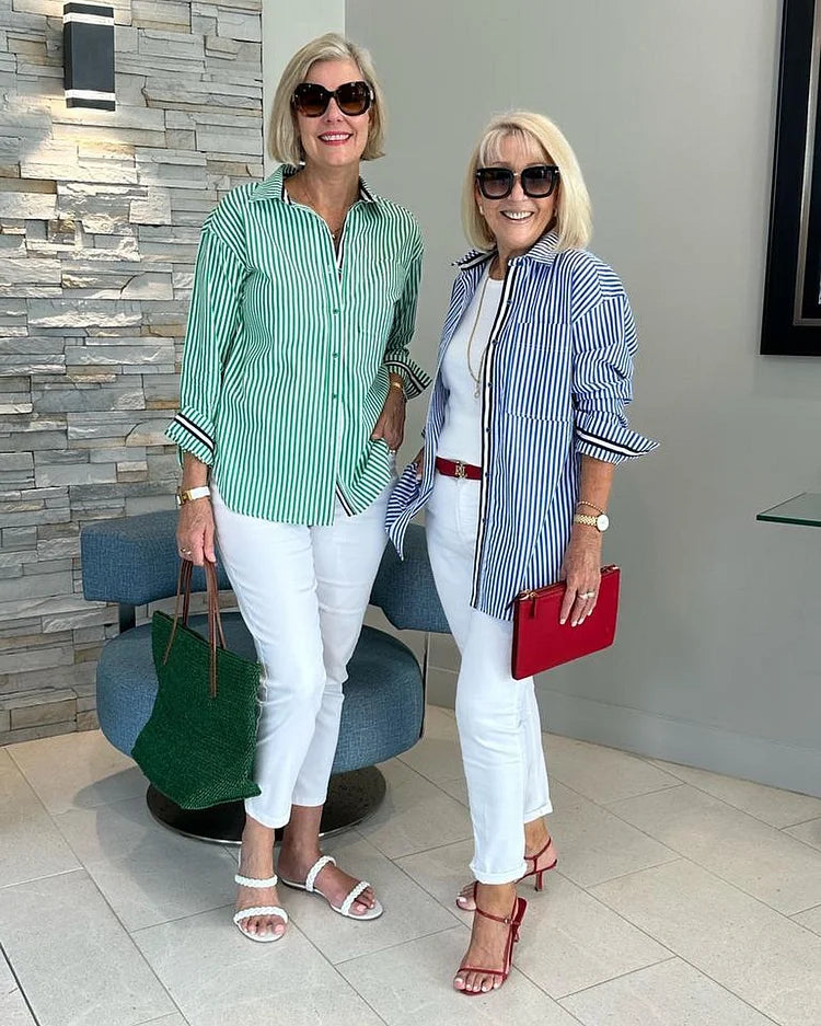 Noelle | Women's Striped Button Front Casual Shirt