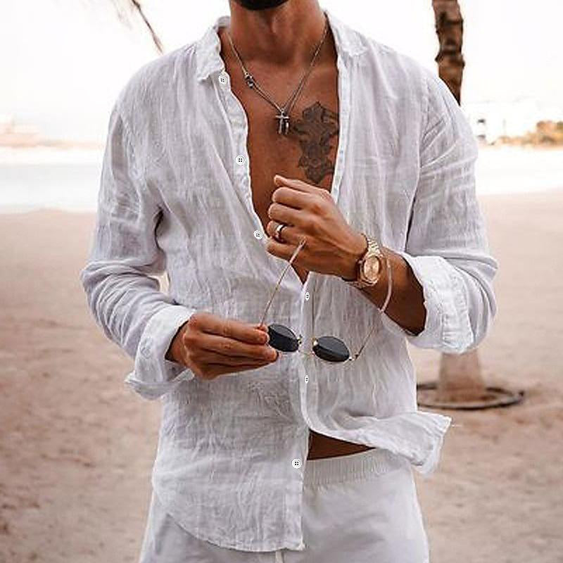 Thiago | Men's Linen Button Front Casual Shirt