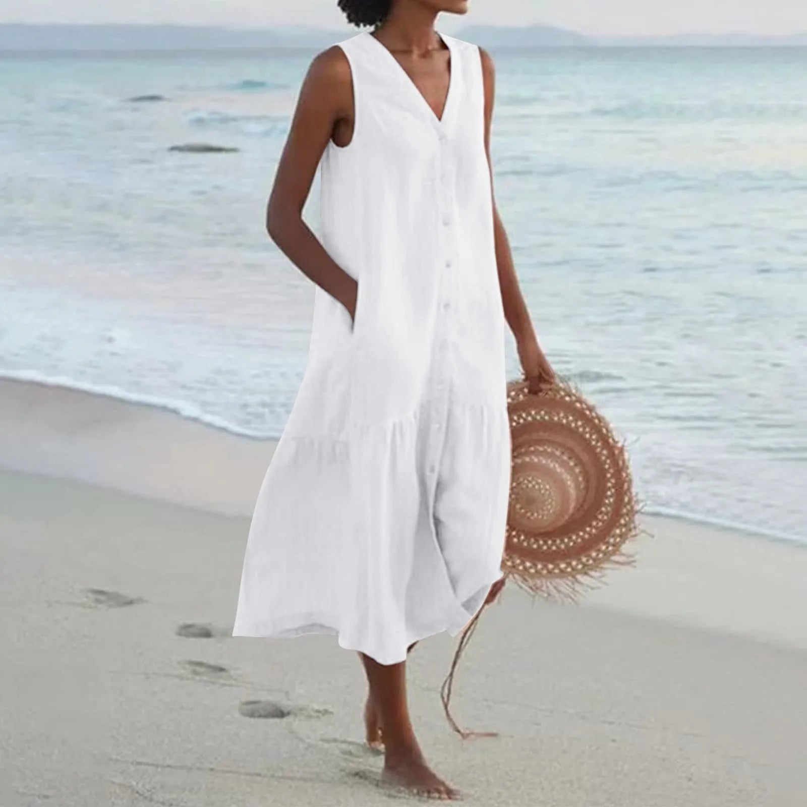 Naya | Women's Button Front V-Neck Dress