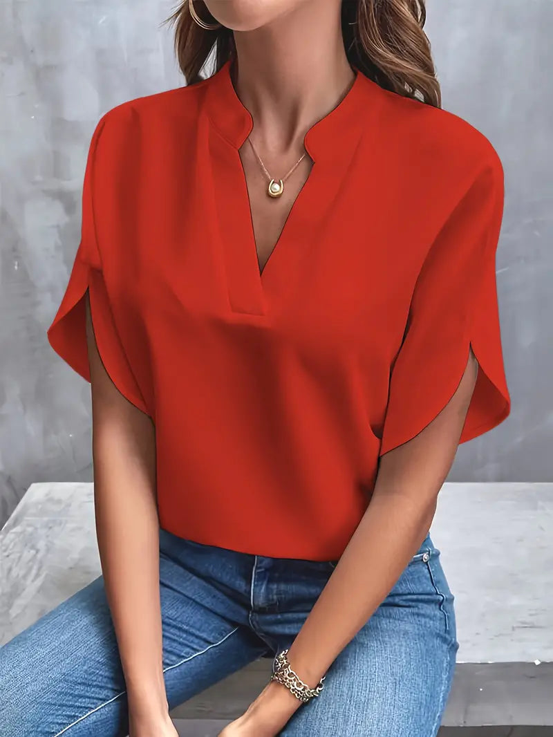 Elira | Women's V-Neck Split Sleeve Flow Blouse