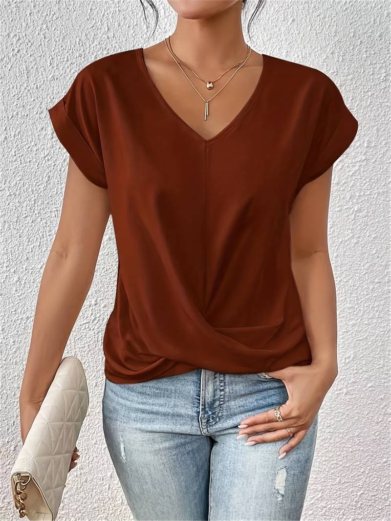 Zoya | Women's V-Neck Twist Detail Blouse