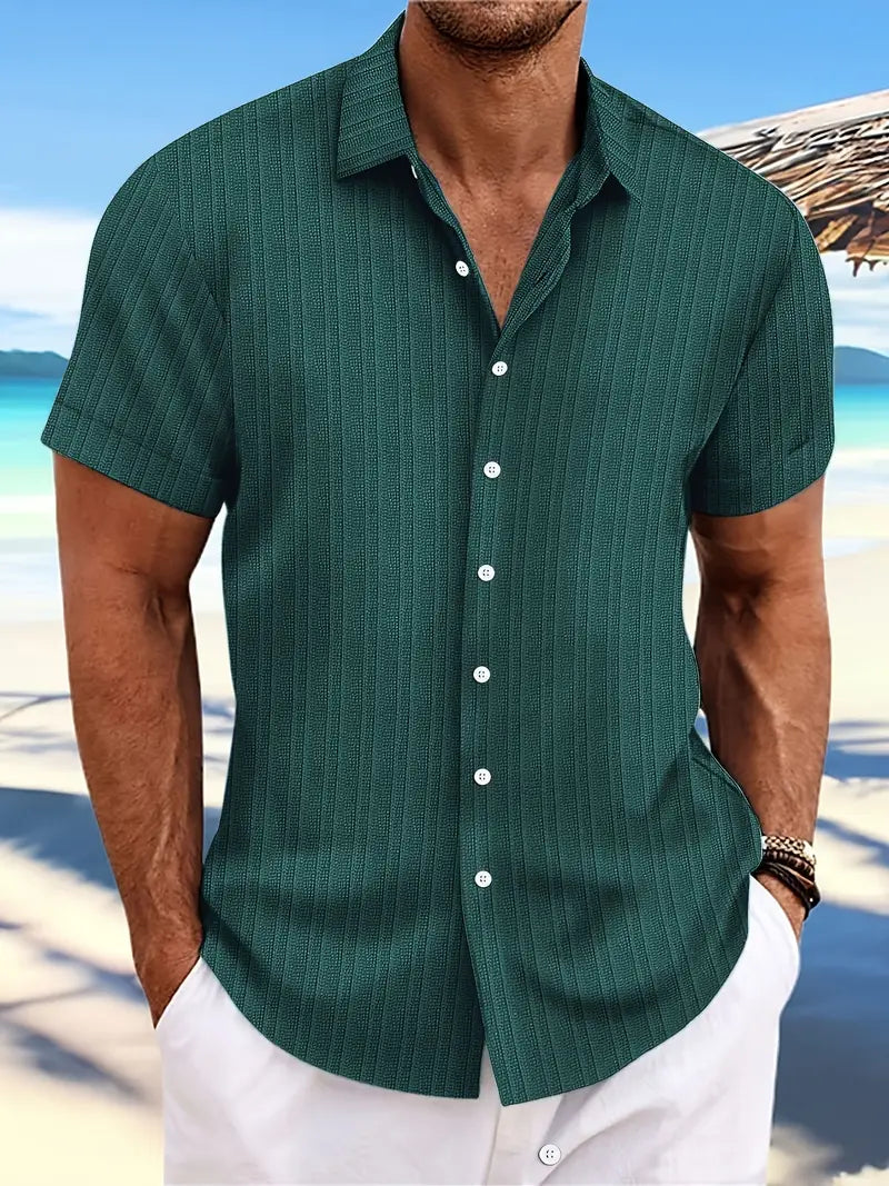 Julian | Men's Linen Button-Front Textured Shirt