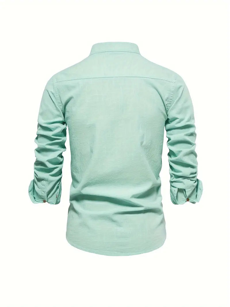 Ethan | Men's Mandarin Collar Button Front Shirt