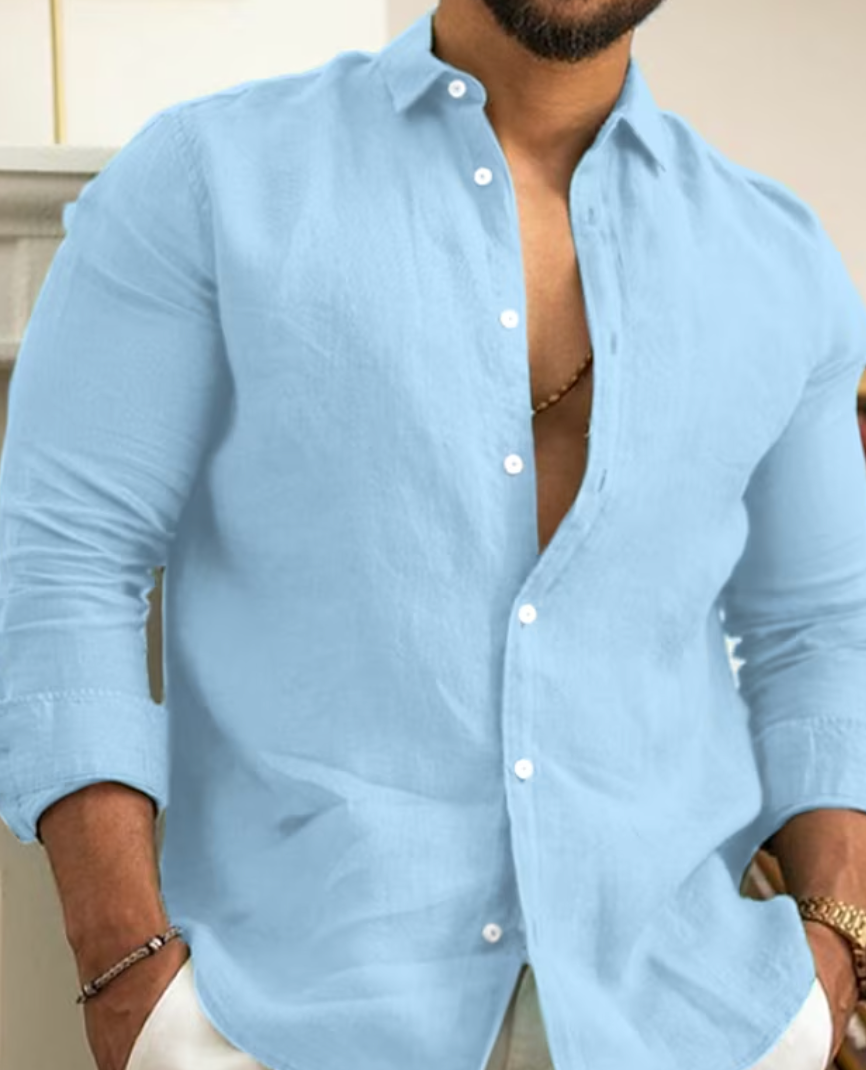 Adrian | Men's Lightweight Linen Button-Up Shirt