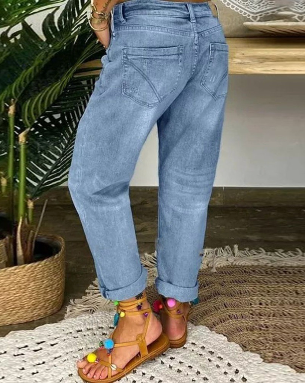 Rhea | Women's Button-Fly Distressed Denim Jeans