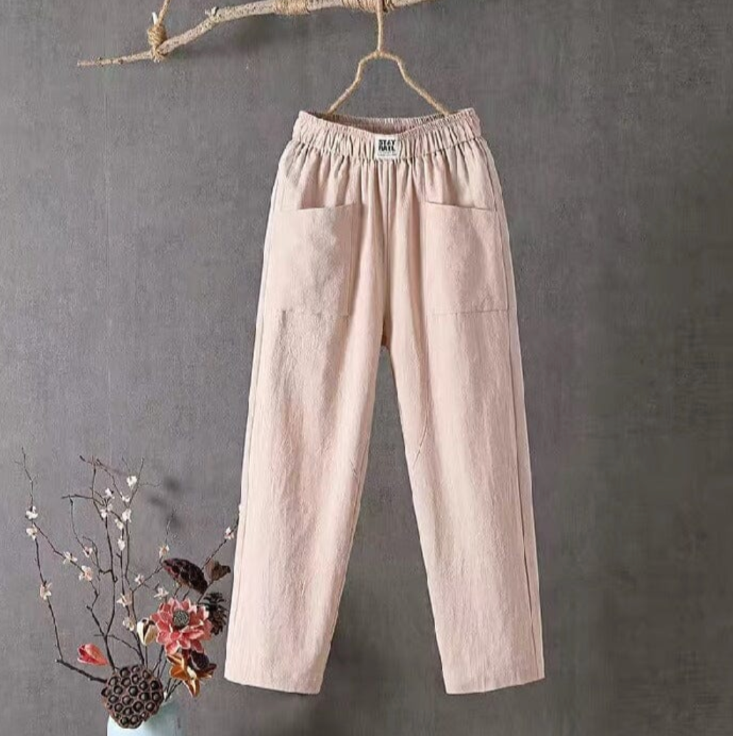 Nerina | Women's High Waist Linen Pull-On Pants