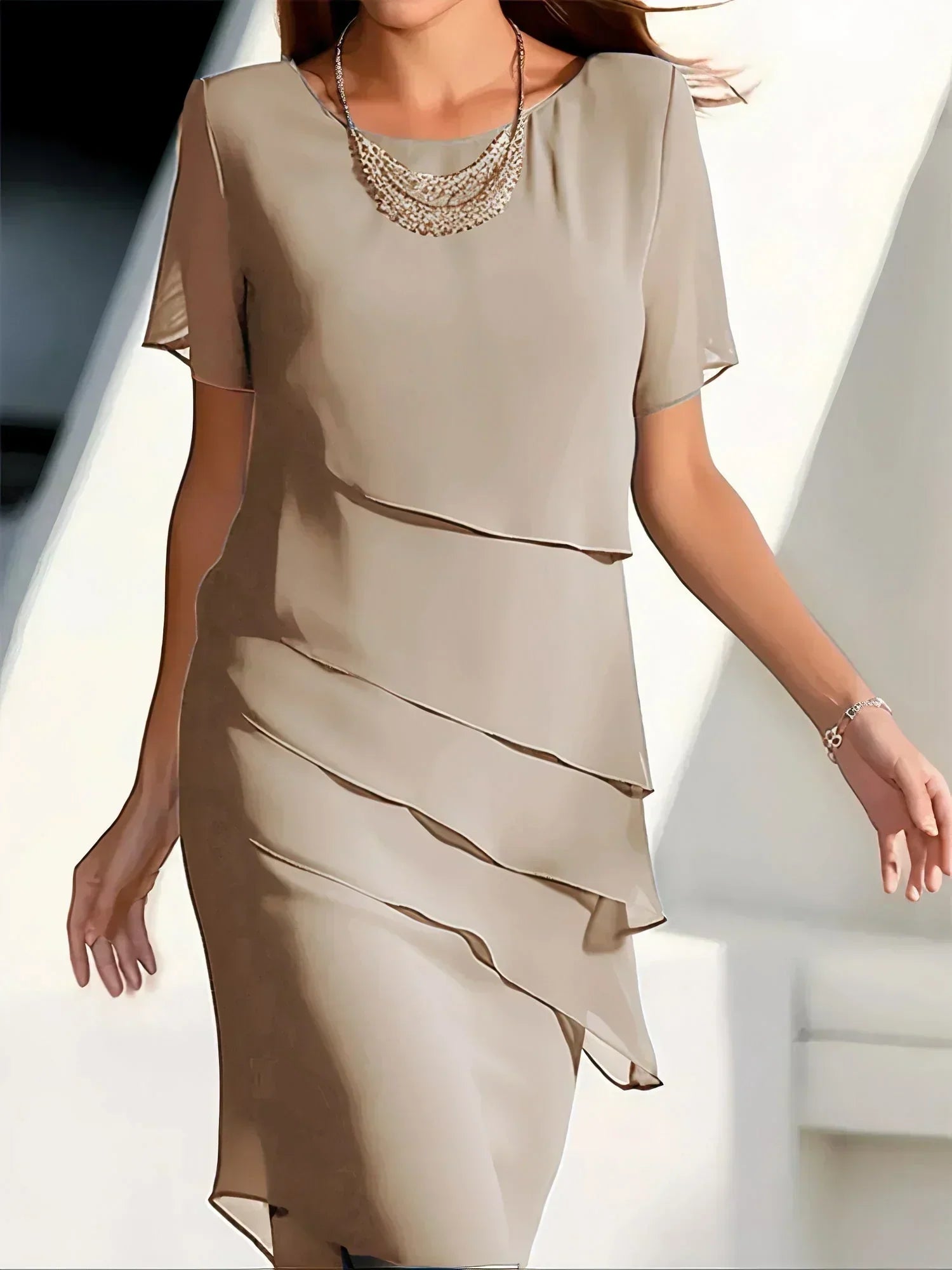 Amara | Women's Tiered Ruffle Detail Midi Dress