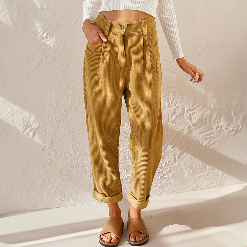 Clara | Women's Casual High-Rise Corduroy Trousers