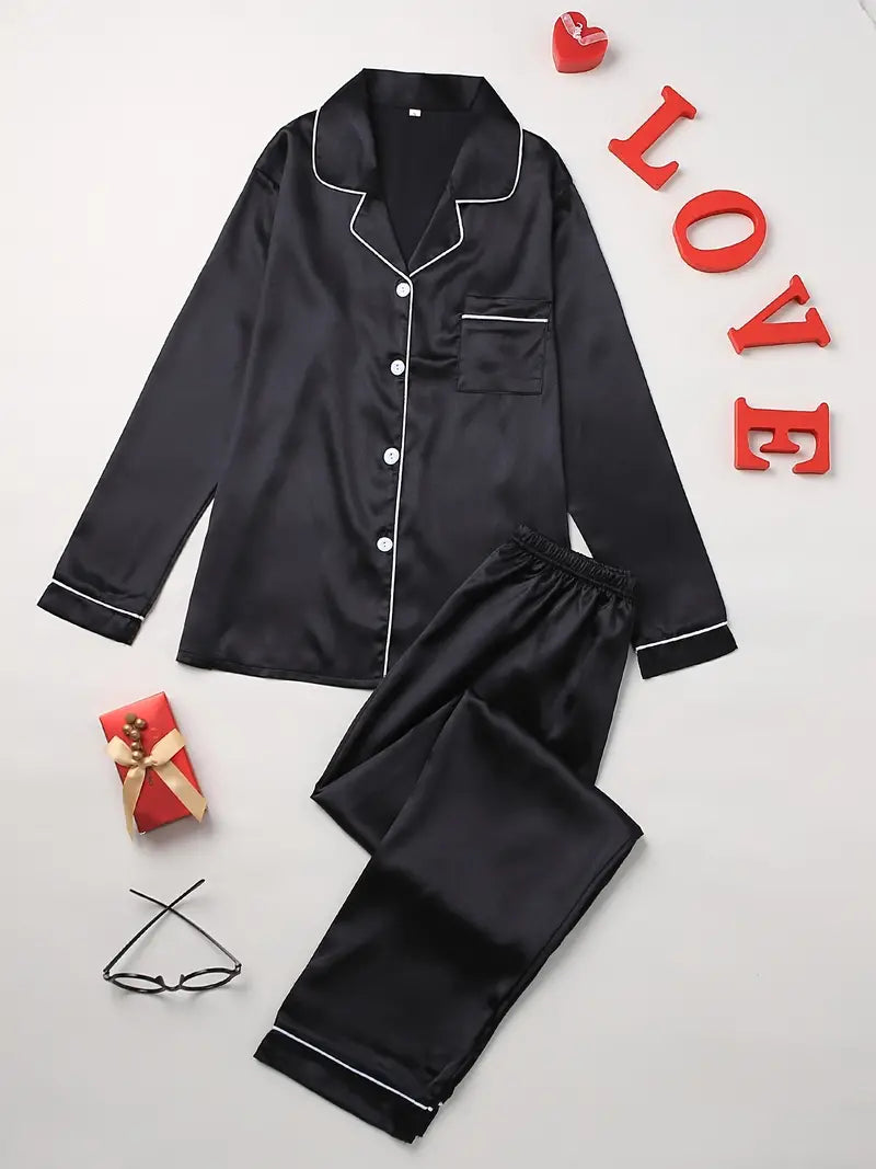 Rosalie | Women's Satin Button Front Pajama Set