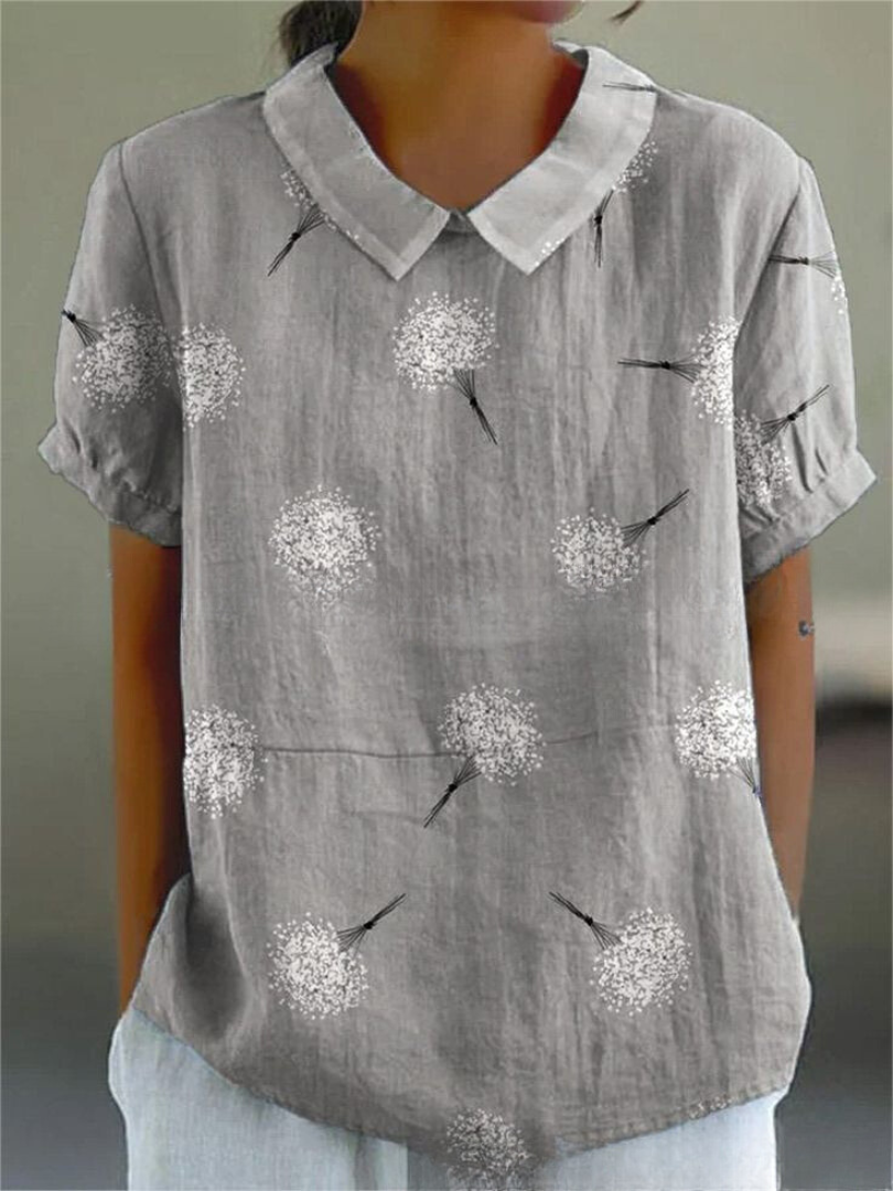 Clara | Women's Vintage Floral Linen Relaxed Blouse
