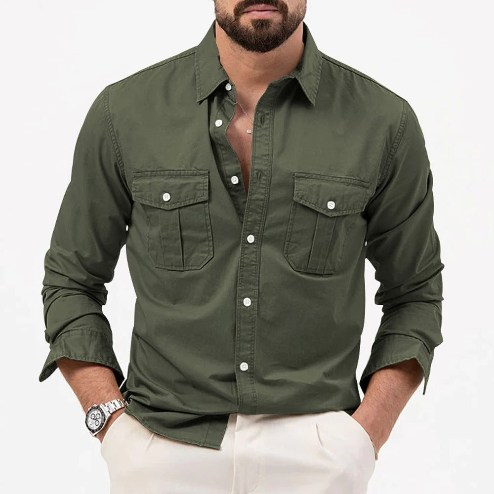 Ethan | Men's Utility Double Pocket Button-Front Shirt