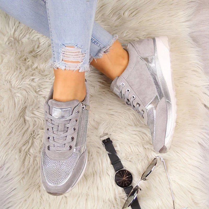 Harper | Women's Glitter Platform Lace-Up Sneakers