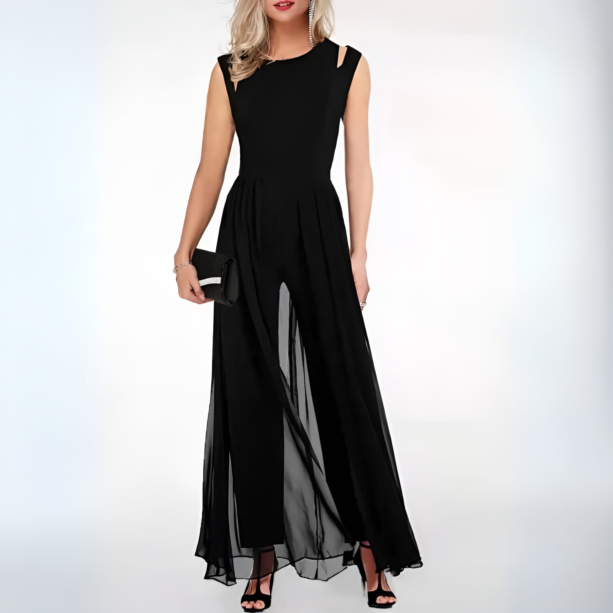 Zelia | Women's Sheer Overlay Wide-Leg Outfit