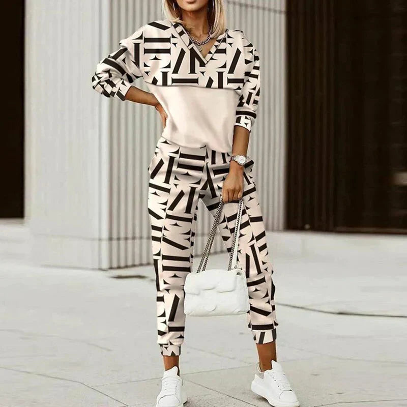 Freya | Women's Patterned Casual Tracksuit Set