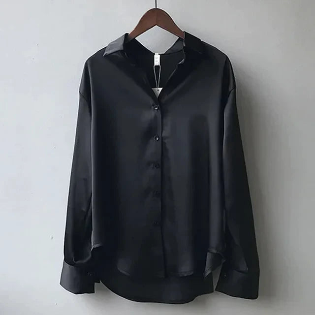 Lysandra | Women's Satin Long Sleeve Button Shirt