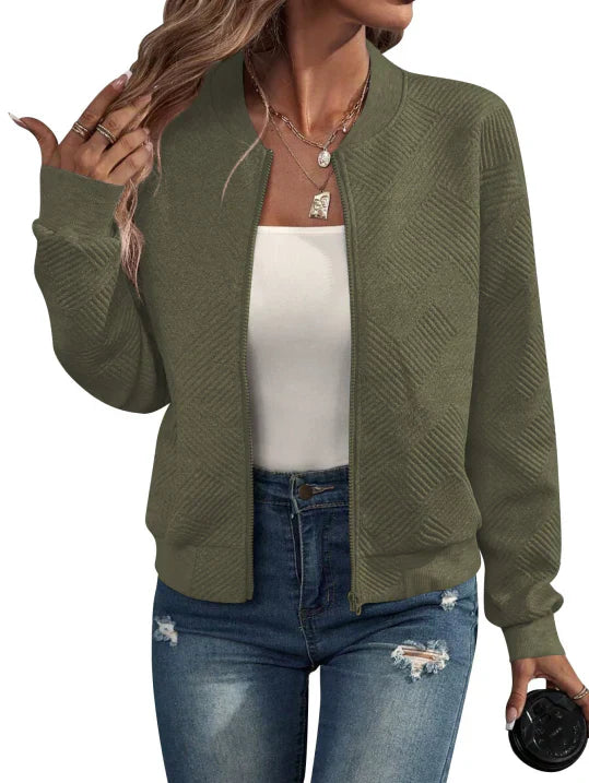 Sienna | Women's Waffle Knit Casual Bomber Jacket