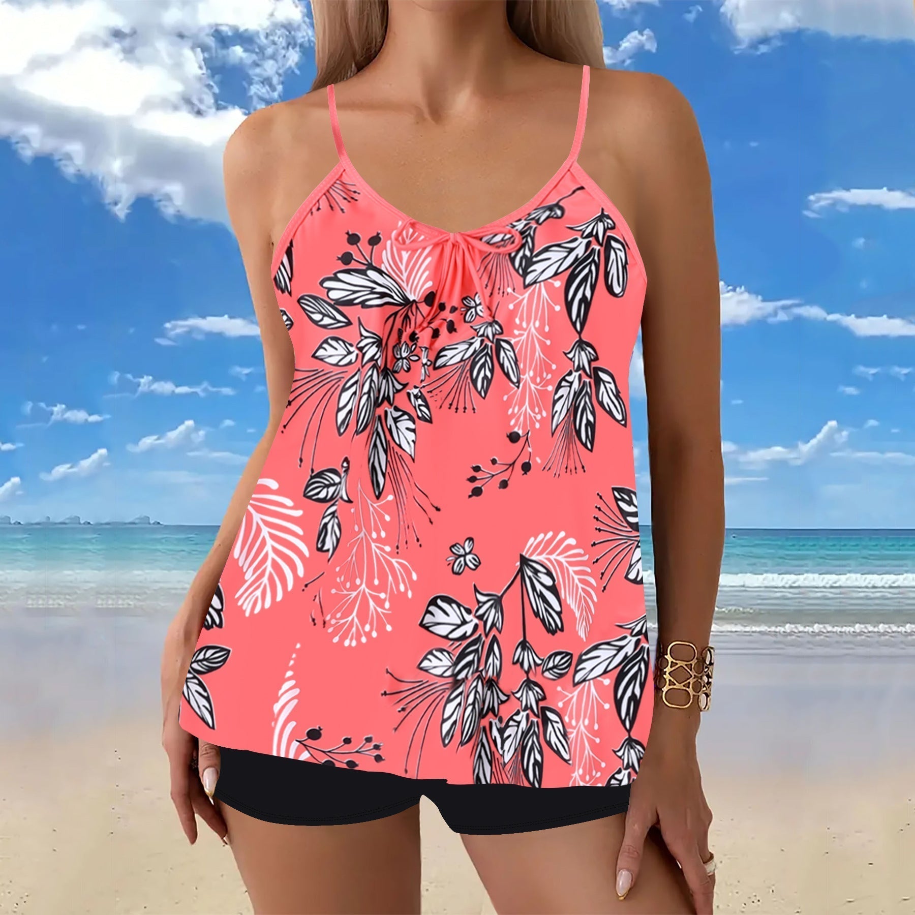 Aria | Women's Floral Strap Tankini Swim Set
